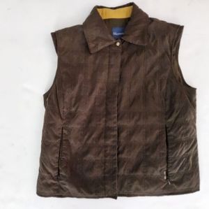 Façonnable Brown quilted Vest - Medium Brushed Polyester lined medium (L…